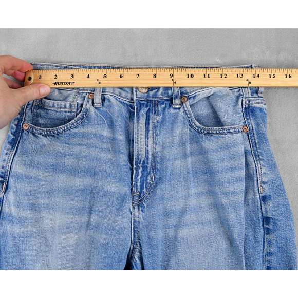 American Eagle Mom Jeans Womens 8 Long (28x30) Distressed Hi-Rise Blue Denim - Picture 9 of 11